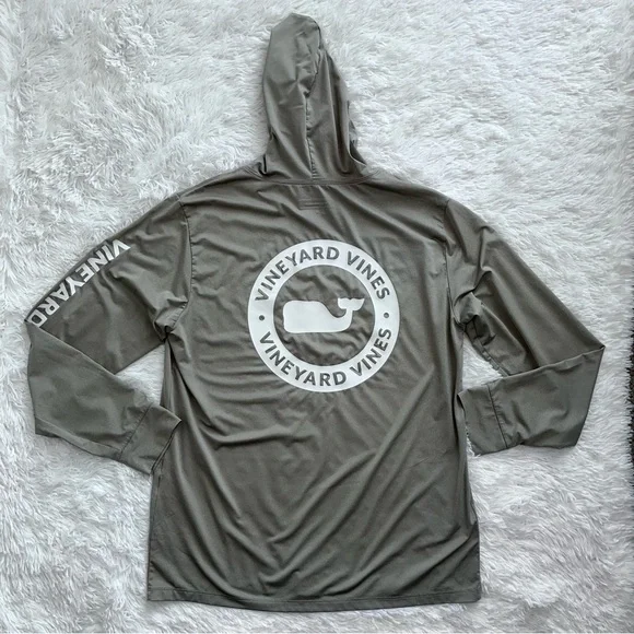 Vineyard VinesGrey Performance Circle Logo Long Sleeve Hooded